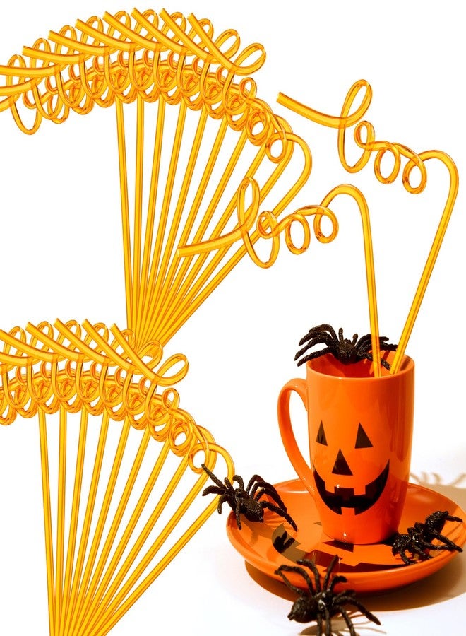 Potchen 50 Pcs Halloween Boo Straws Decoration Bulk Funny Orange Plastic Straws Halloween Fall Thanksgiving Party Gifts Supplies Spooky Ghost Birthday Wedding Favors Decorations - Image 1